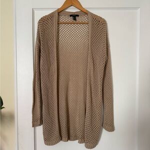 Women's Tan Open-Knit Cardigan
